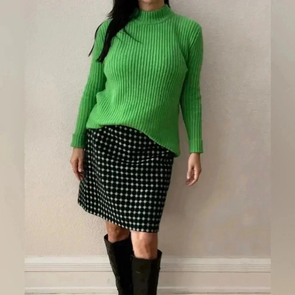 Hobbs London Wool Green and Black Mini Skirt Size 2 - Picture 9 of 9